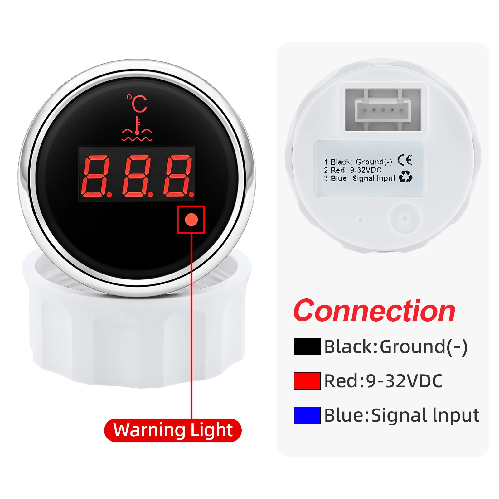 2'❒ мм датчик температуры воды с красной светодиодной подсветкой 0 ~ 120 Celsuis