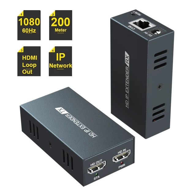 

New HDMI Extender Over IP 200M HDMI Transmitter Receiver HDMI Extensor Over UTP/STP CAT5 CAT5e CAT6 HDMI RJ45 LAN Network