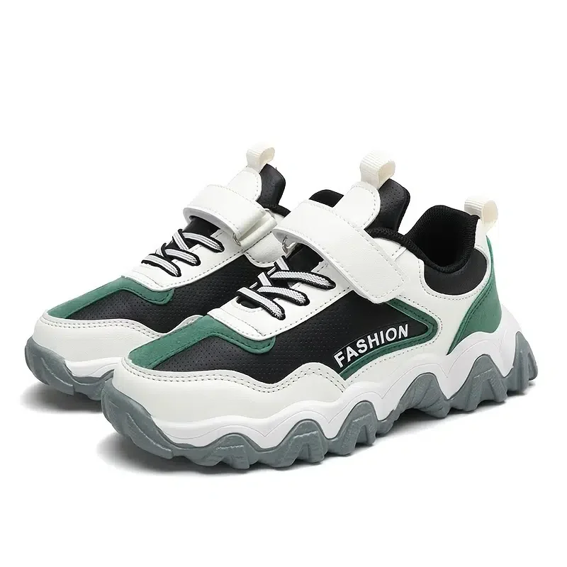 Boys Basketball Shoes Lace-up Hook And Loop Design Wear-resistant And Shock-absorbing Suitable For Outdoor Sports