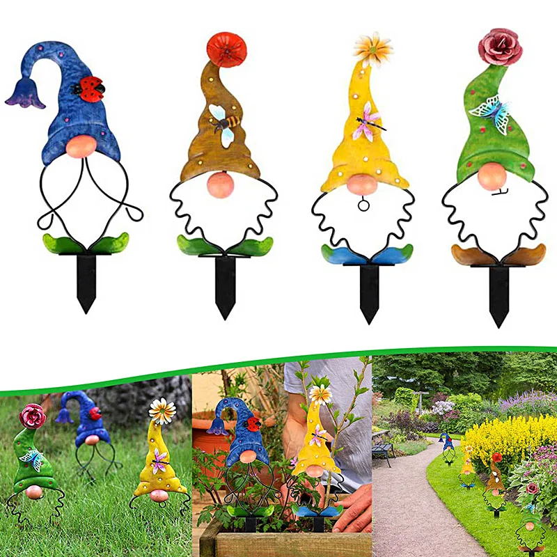 

Metal Gnome Ground Insertion 3D Insects Butterflies Decor for Garden Courtyard Backyard Lawn Ground Ornaments Outdoor