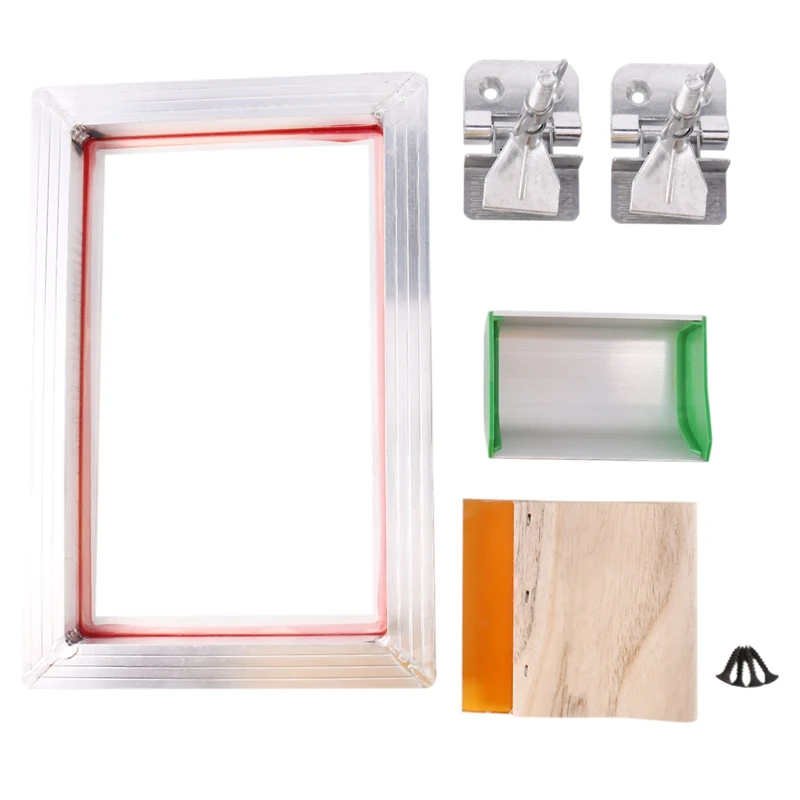 

5Pcs/Set A5 Screen Printing Kit Aluminum Frame+Hinge Clamp+Emulsion Coater+Squeegee Screen Frame Printing Tool Parts Retail