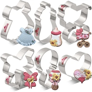 Набор для печенья KENIAO Baby Shower-6 шт.-бутылочка, погремушка, сердце, детская коляска, платье, Бисквит-нержавеющая сталь