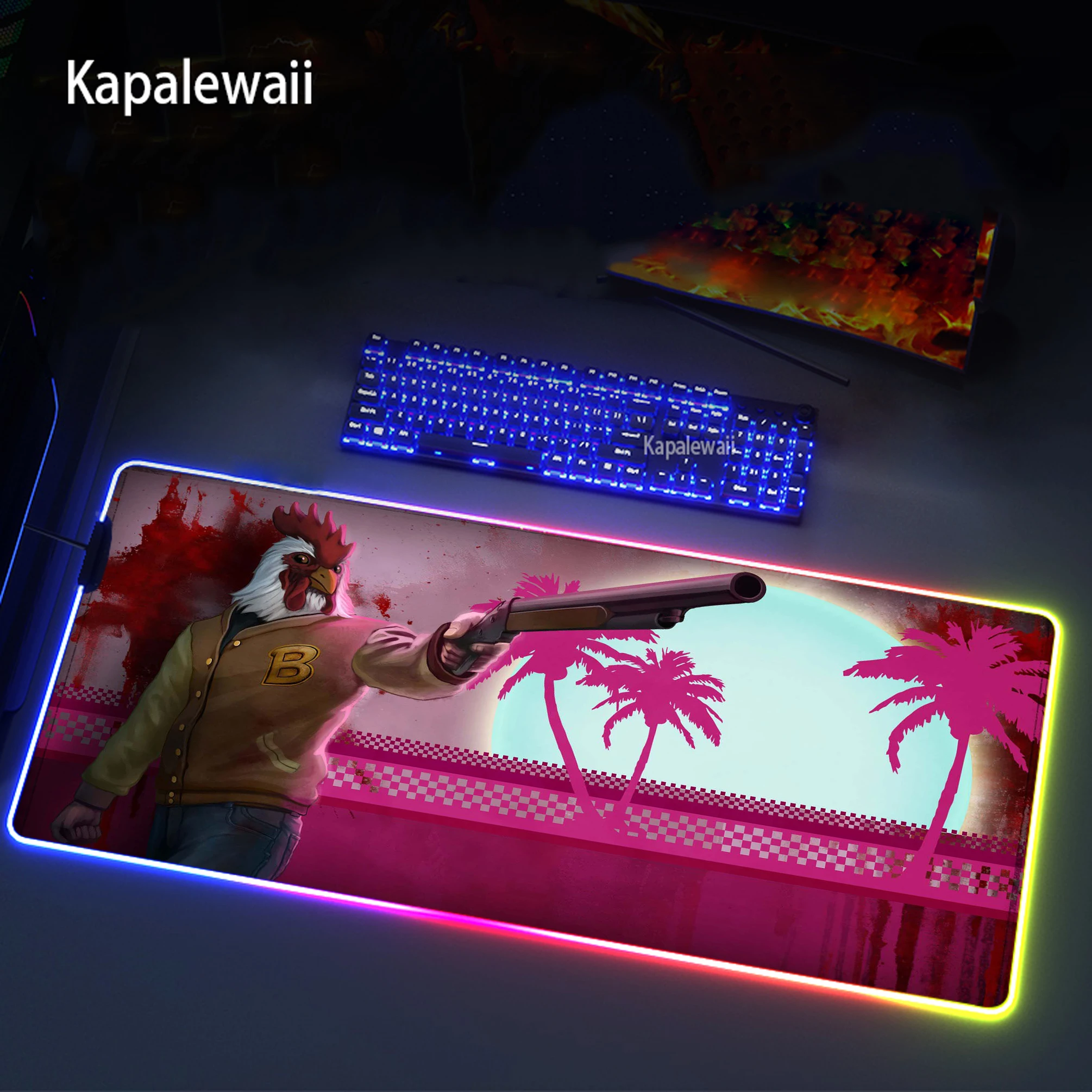 

RGB Large Mouse Pad Hotline Miami Gaming Mouse Pad Rubber Gamer Computer Mousepad Led Backlight Carpet XXL Keyboard Desk Mats