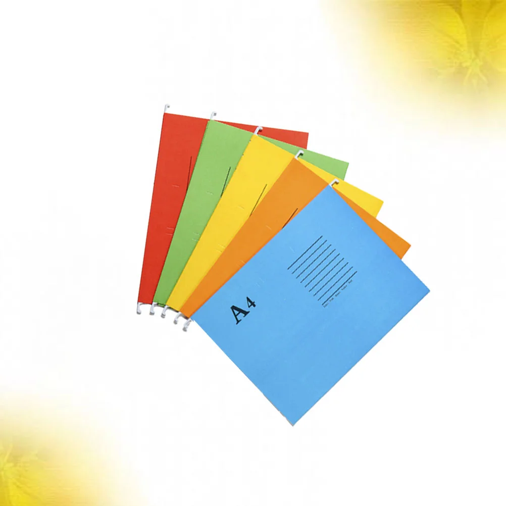 

5PCS Hanging File Folders Portable File Organizer A4 Size Colored File Holder for Office Desktop Clear Envelopess (