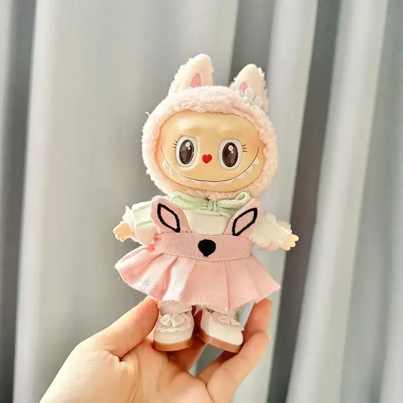 Для 17 см одежда Labubu кулон наряд для вечеринки детская с черным краем ремешок