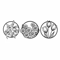 3pcs Flowers Modern Wall Art Metal Wall Decoration for Home large for home living room decor metal plate wall art decoration
