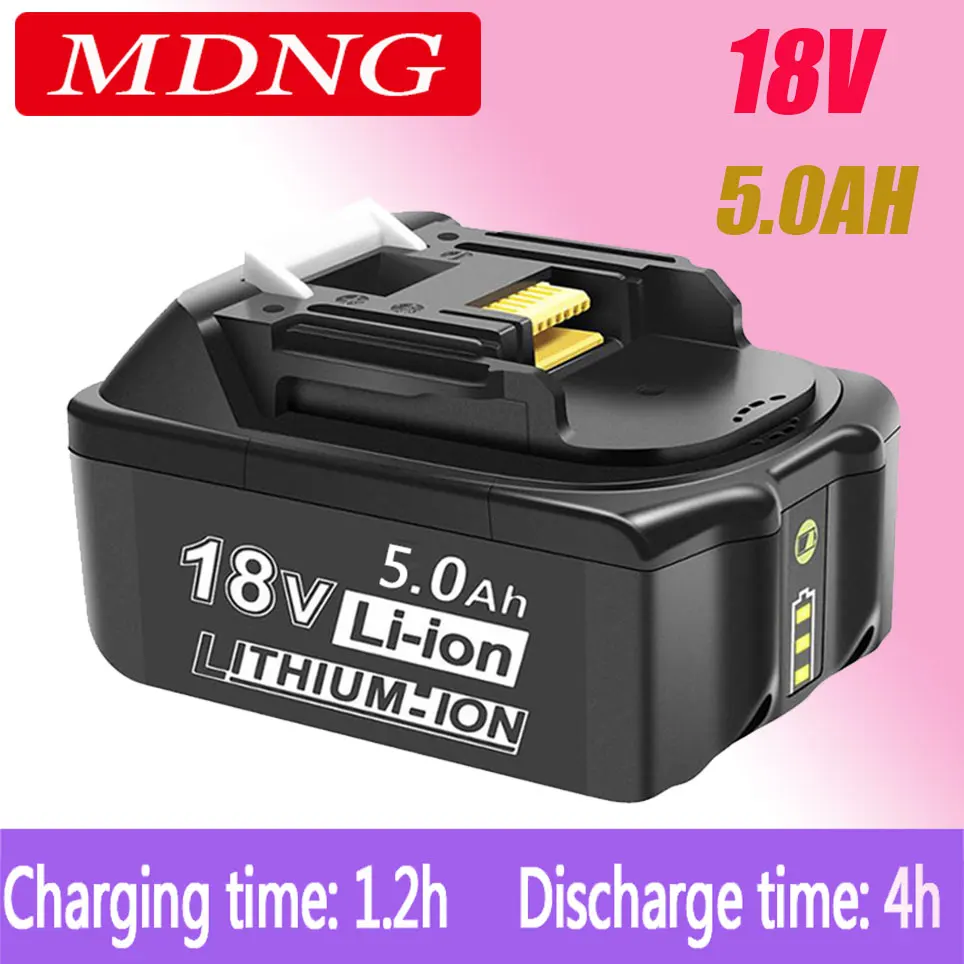 

100% Original Makita 18V 5000mAh Rechargeable Power Tools Battery with LED Li-ion Replacement LXT BL1860B BL1860 BL1850