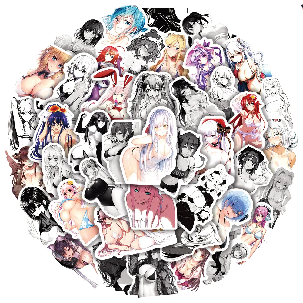 

50Pcs Anime Sexy Mixed Beauty Hentai Waifu Graffiti Stickers For Phone Luggage Laptop Guitar DIY Comics Sticker Party Gift