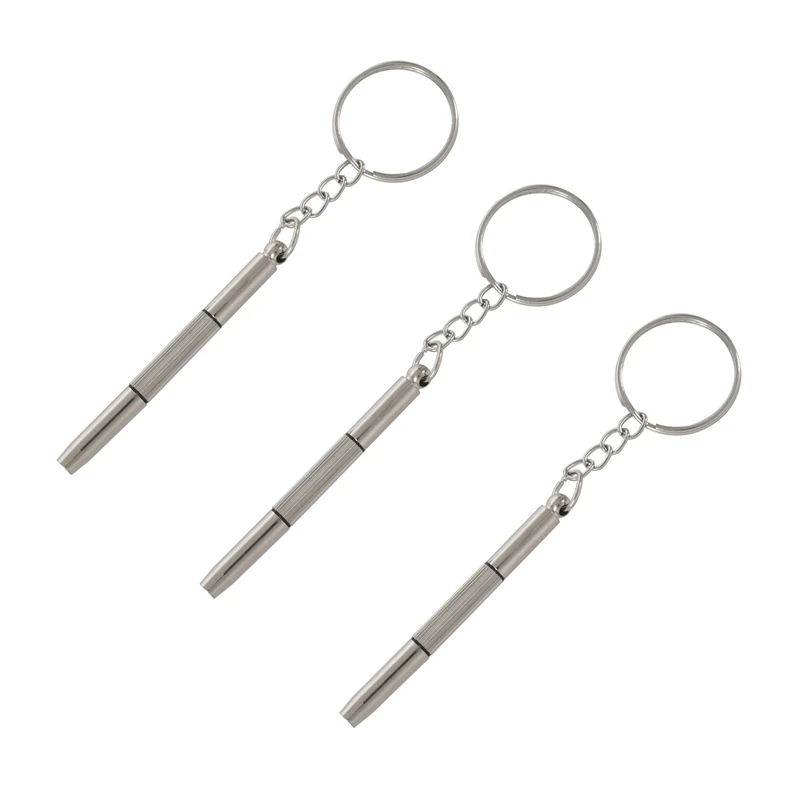 

3X 3In1 Mini Alloy Screwdriver Key Ring Watch Glasses Repair Tool