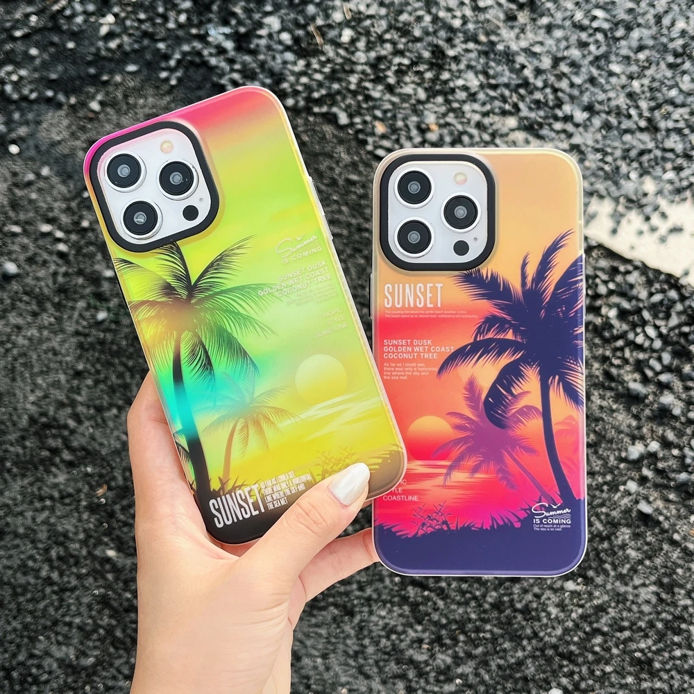 

coconut tree Frosting case For iphone 11 11Promax 12 12Pro 12Promax 13 13Pro 13Promax 14Pro 14 14Promax Protective soft shell