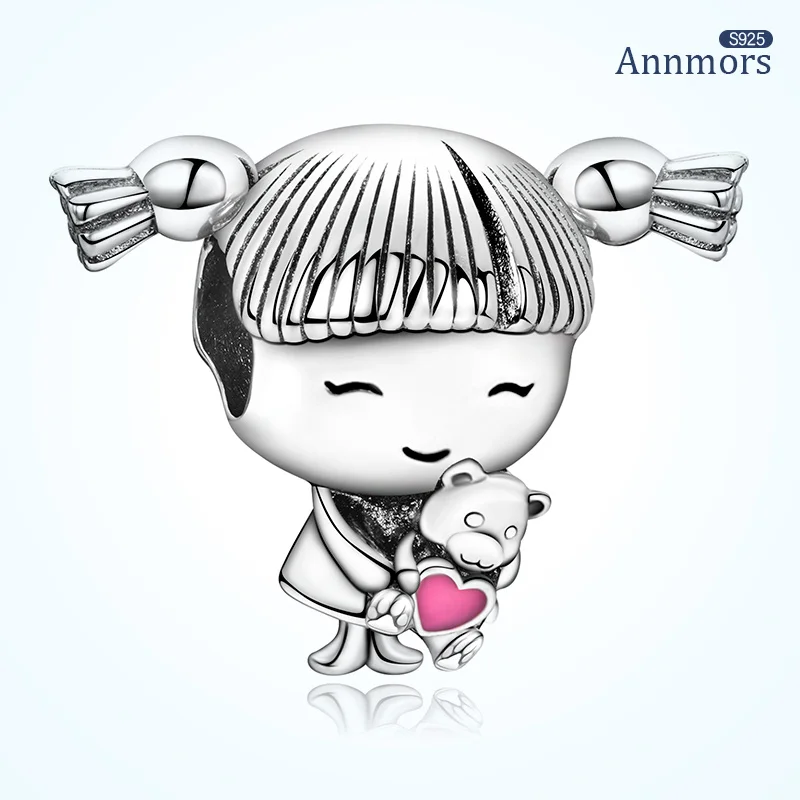 

Подвески в виде девушки с сердцем и медведем подходят для оригинальных браслетов ювелирные изделия новые оригинальные серебряные браслеты...