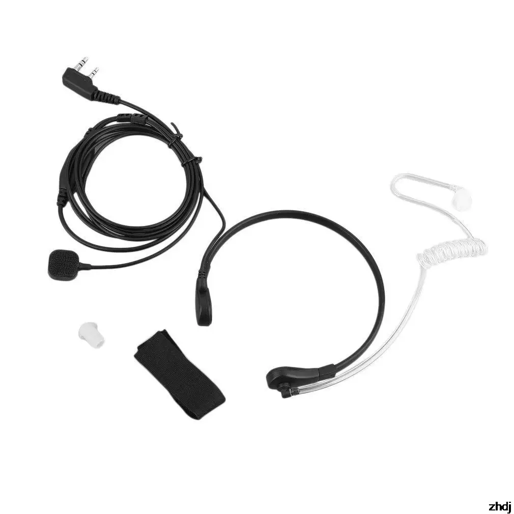 

2PIN Security Throat Vibration Mic Headphone Headset Earpiece For Talkie Walkie With Transparent acoustic tube