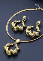 dubai gold plated jewelry set for women 2022 trend round earrings pendant african copper necklace sets for party weddings