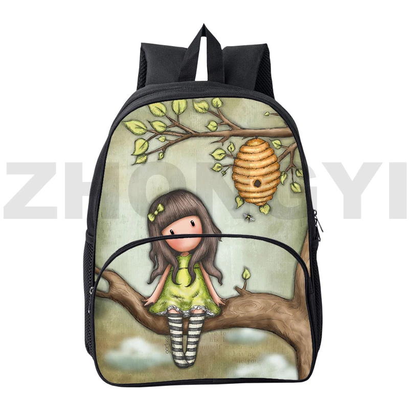 

12/16 Inch Illustrator Girl 3D Print Backpack for Women Preppy Kawaii Anime Painting Kindergarten Kid School Bag College Packbag