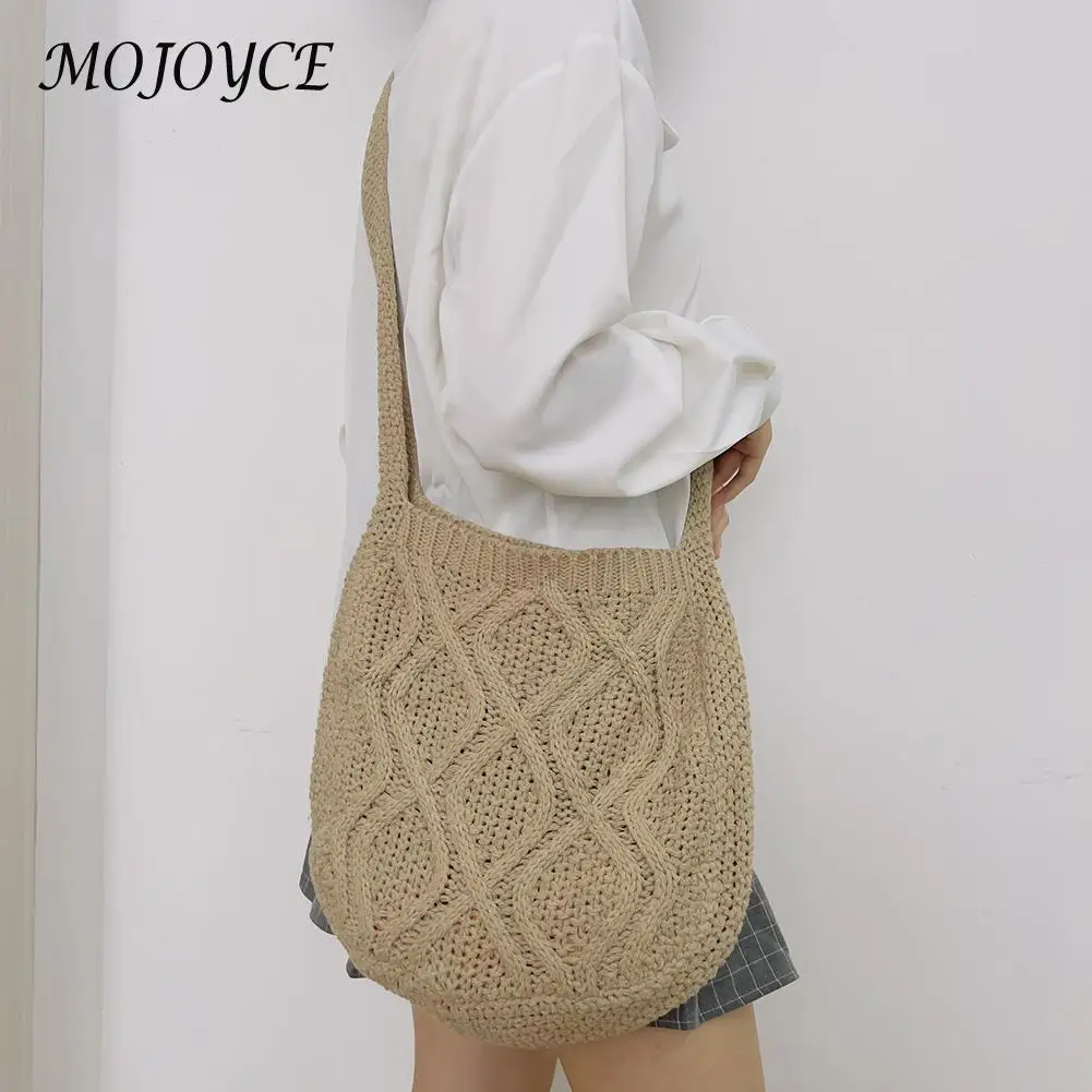 

Fashion Knitted Shoulder Bags for Women Large Capacity Crossbody Bags Ladies Weave Casual Shopping Messenger Purse Handbags