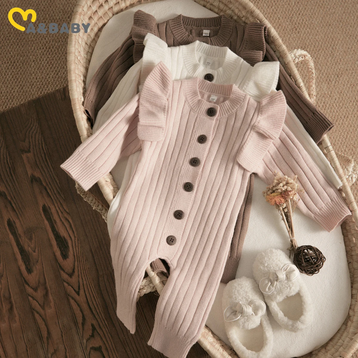 Ma&Baby 0-18M Winter Fall Baby Romper Newborn Infant Baby Boy Girl Knit Clothes Warm Long Sleeve Ruffle Jumpsuit  Soft Clothing