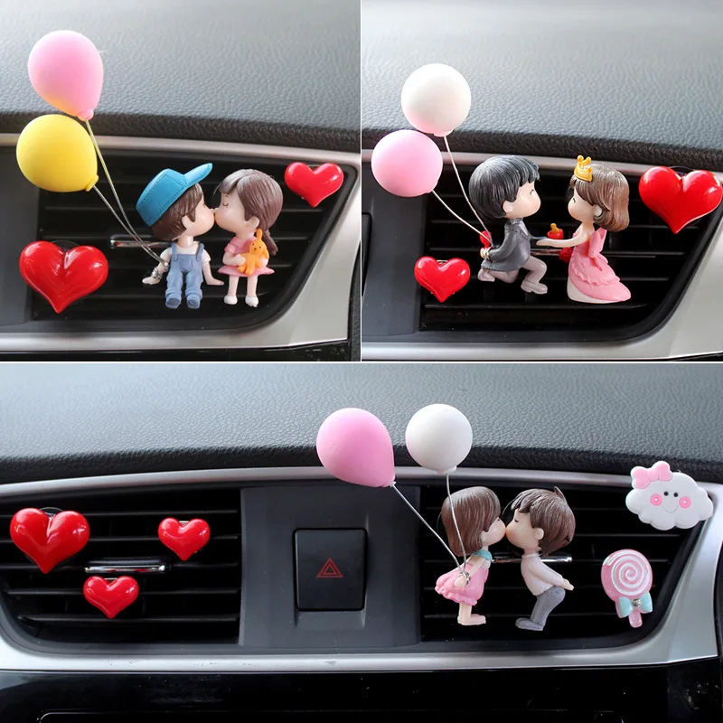 

Car Decoration Cute Cartoon Couples Action Figure Balloon Air outlet clip Ornament Auto Interior Dashboard Accessories Girl Gift