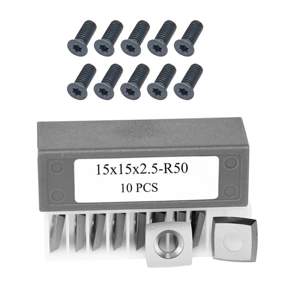 

Brand New Inserts Blade Cutters R50 Radius Replace Screws Square Tool Woodworking 10pcs 15x15x2.5mm Accessories
