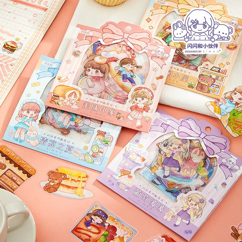 

30 шт. милые канцелярские наклейки s sparkle нежелательный журнал дневник планировщик декоративные наклейки Скрапбукинг