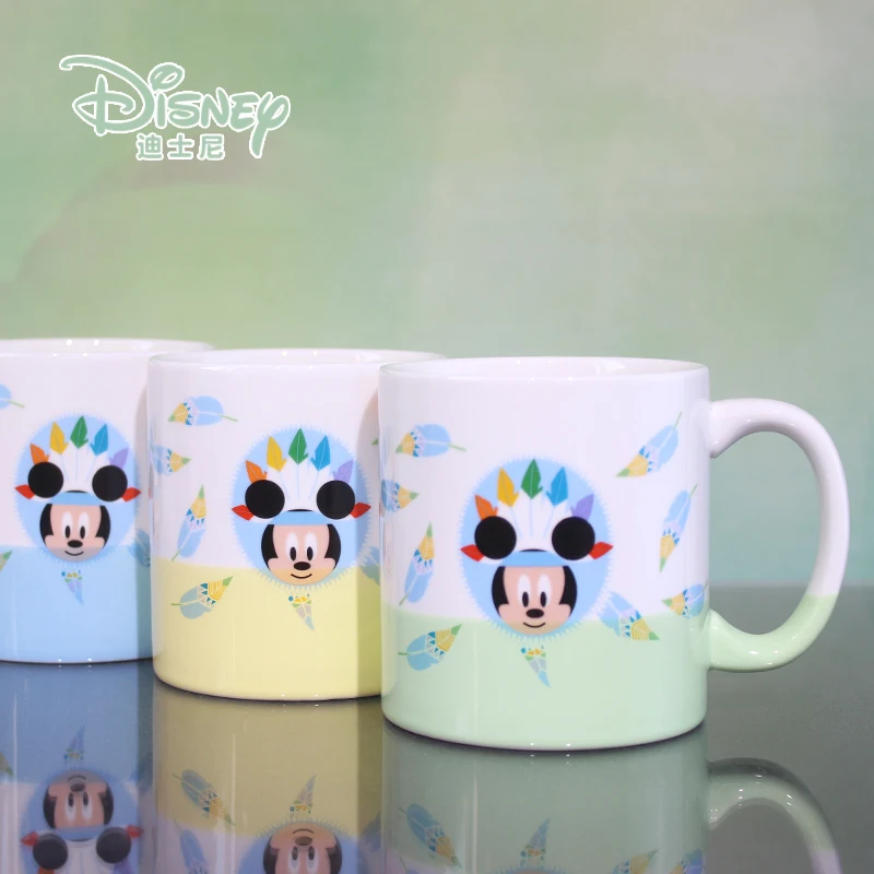 Disney Cute Mickey and Minnie Mug Cute Cartoon Water Cup Coffee Cup Mickey and Minnie Authentic Ceramic Cup Gift Cup Lid Spoon