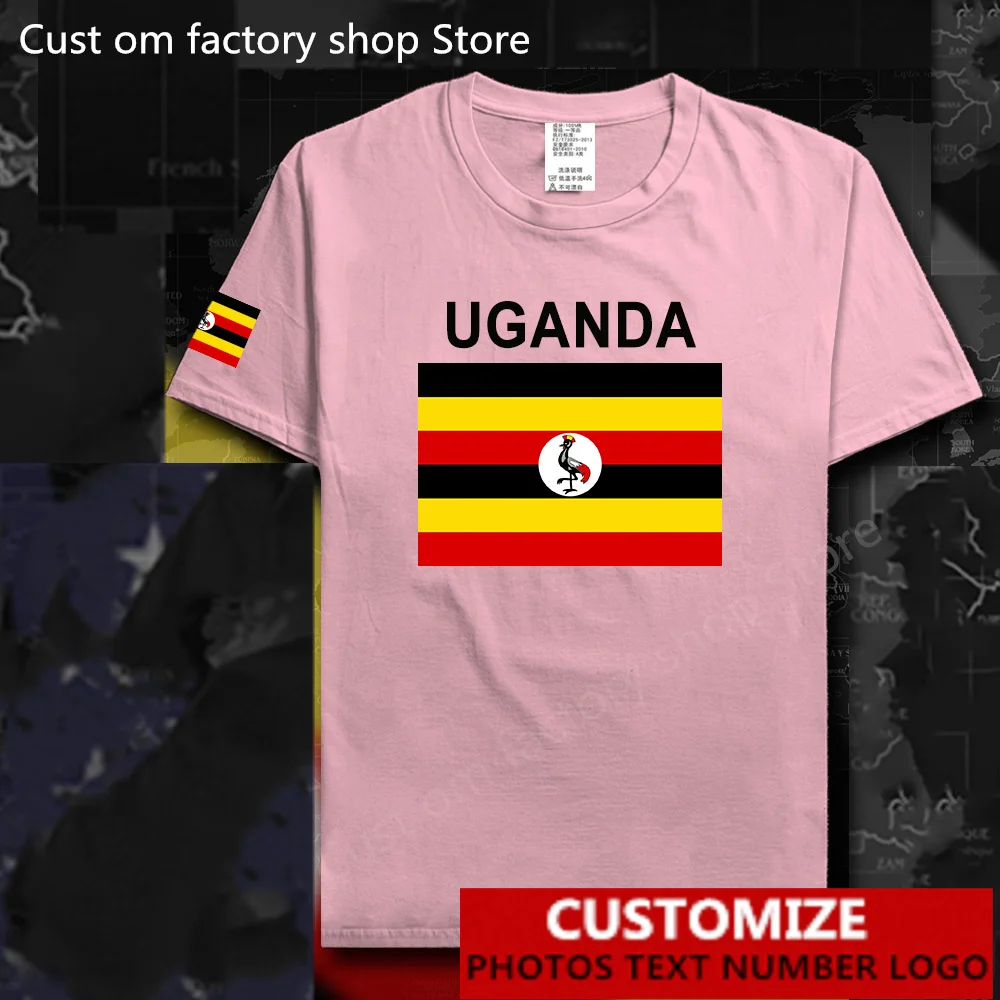 

Uganda Country Flag ​T shirt Free Custom Jersey DIY Name Number LOGO 100% Cotton T-shirts Men Women Loose Casual T-shirt