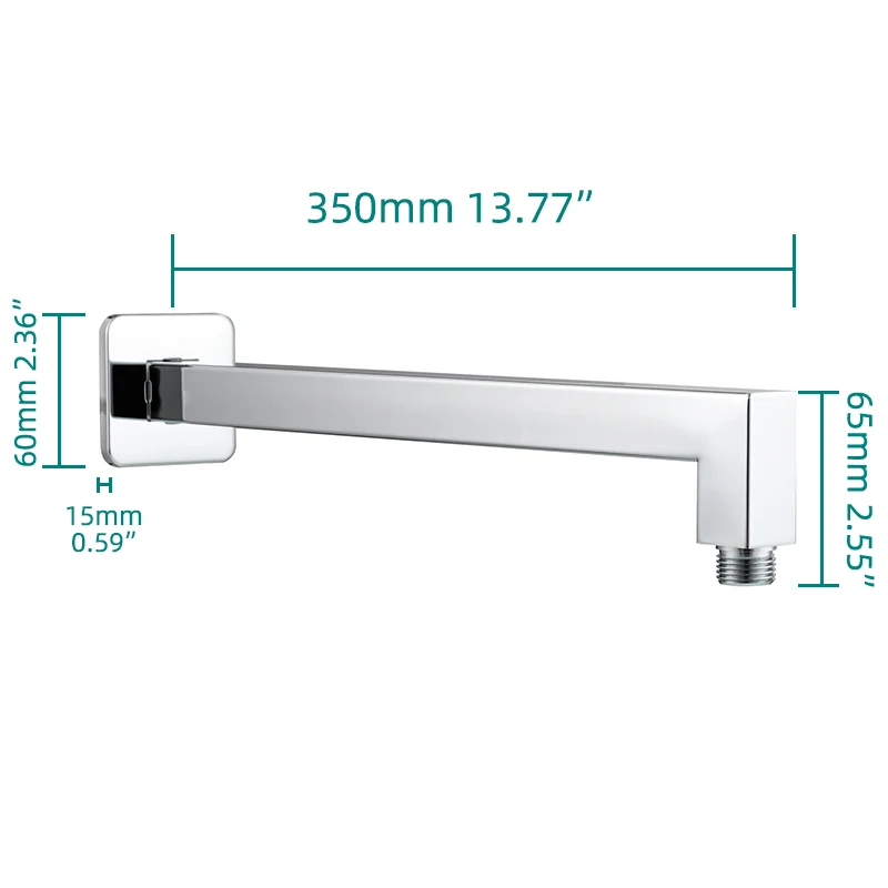 304 Stainless Steel Square Shower Arm G1/2 Bathroom Wall Mounted Horizontal Vertical for Fixed Rain Head | Обустройство дома