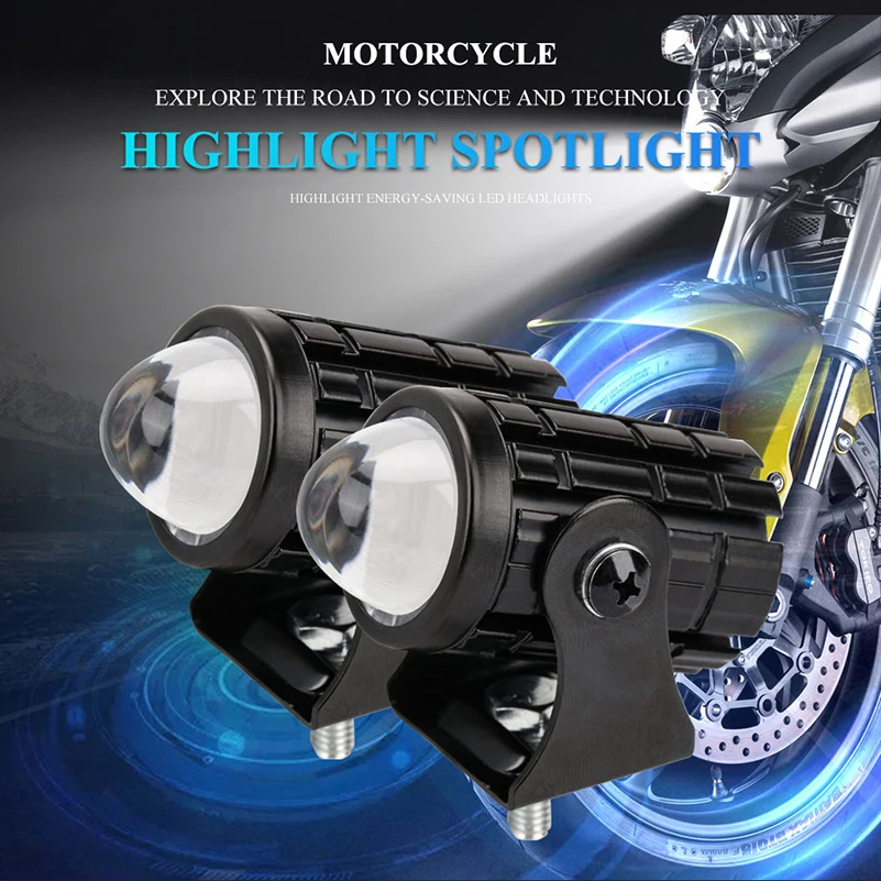 

Super Bright Motorcycle Headlight Universal Dual Color ATV Scooter For Auxiliary Spotlight Lamp Moto Fog Light Cars Accessories
