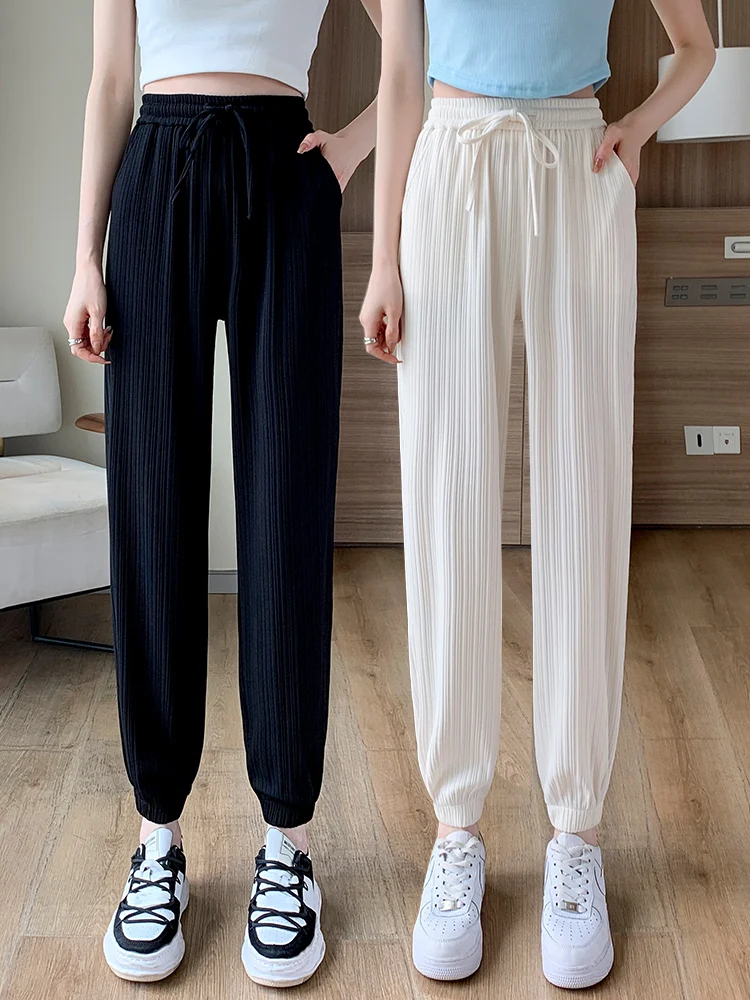 Женские летние спортивные штаны до щиколотки повседневные свободные уличная