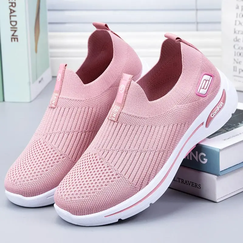 

Laceless women running shoes sports sport size 36 sock woman's sneakers high quality designer Knit treaking