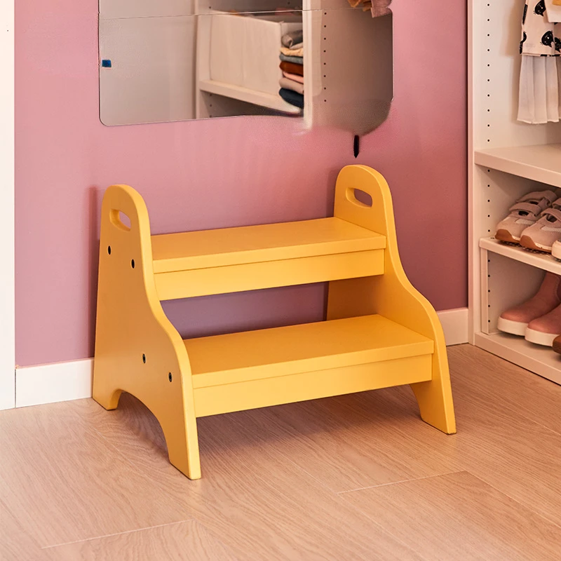 

Wooden Children's Foot Stool Bathroom Wash Double Ladder Chair Washbasin Step Stool Baby Non-slip Stool