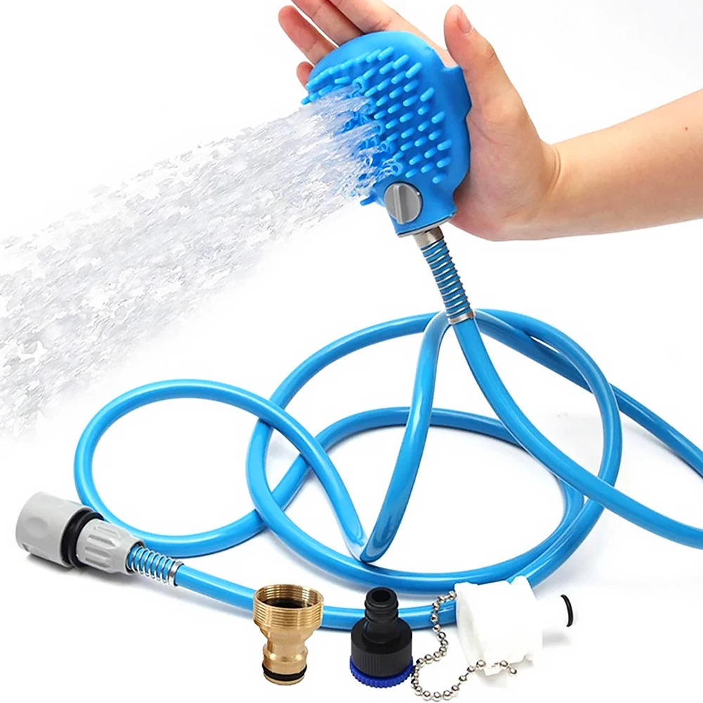 

Pet Massage Silicone Gloves with Tube Spray Water Adjustable Bath Comb Brush MG-R-1215
