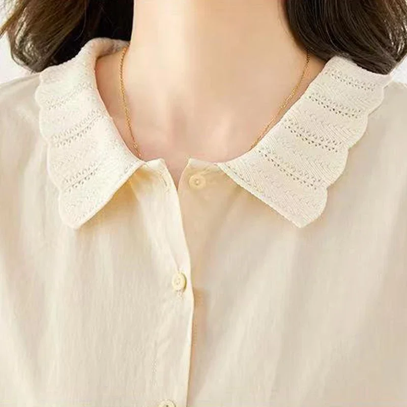 Осенний элегантный модный однотонный Стильный Нежный Топ с воротником Питер Пэн