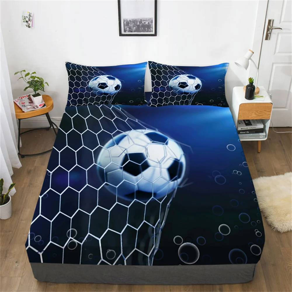 

Bedding Covers 3D Football Print Bedspreads Boy Home Bedroom Decoration Queen King Size Pillowcase Fitted Sheet Bedcover