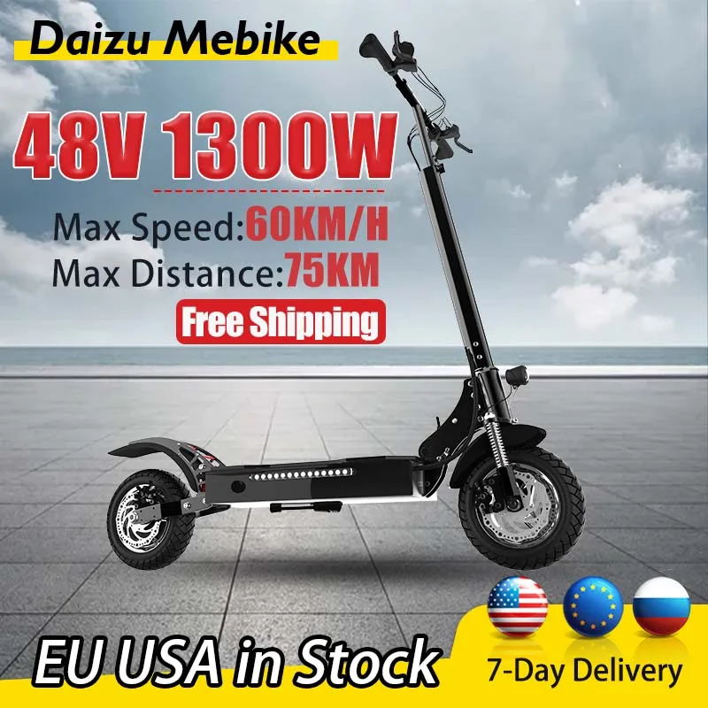 

10'' Steet Tire Electric Scooter 1300W 48V 20AH Motor 60KM/H 40MPH Electric Scooters One-Step Folding Dual Disc Brake E Scooters