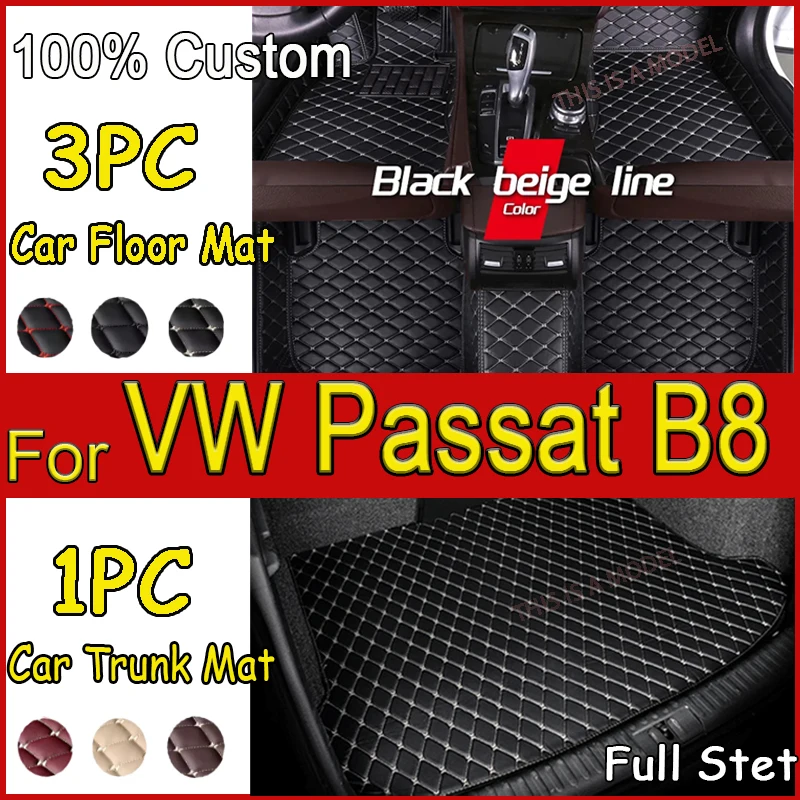 Кожаные автомобильные коврики на заказ для VW Volkswagen Passat B8 2017 2018 2019 2020 подкладки ног