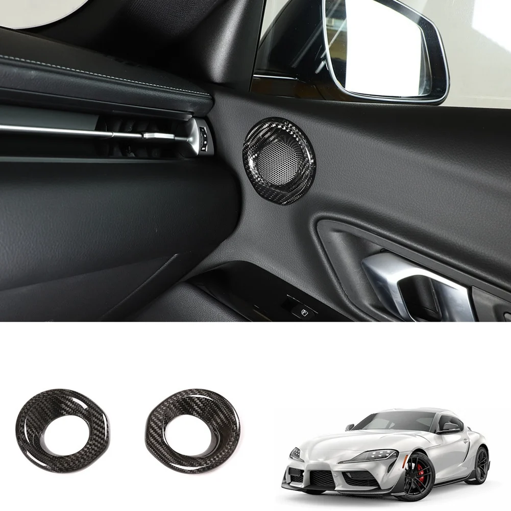 

Car Carbon Fiber Side Door Audio Tweeter Speaker Cover Decorative Ring Cover Trims for Toyota Supra 2019-2022