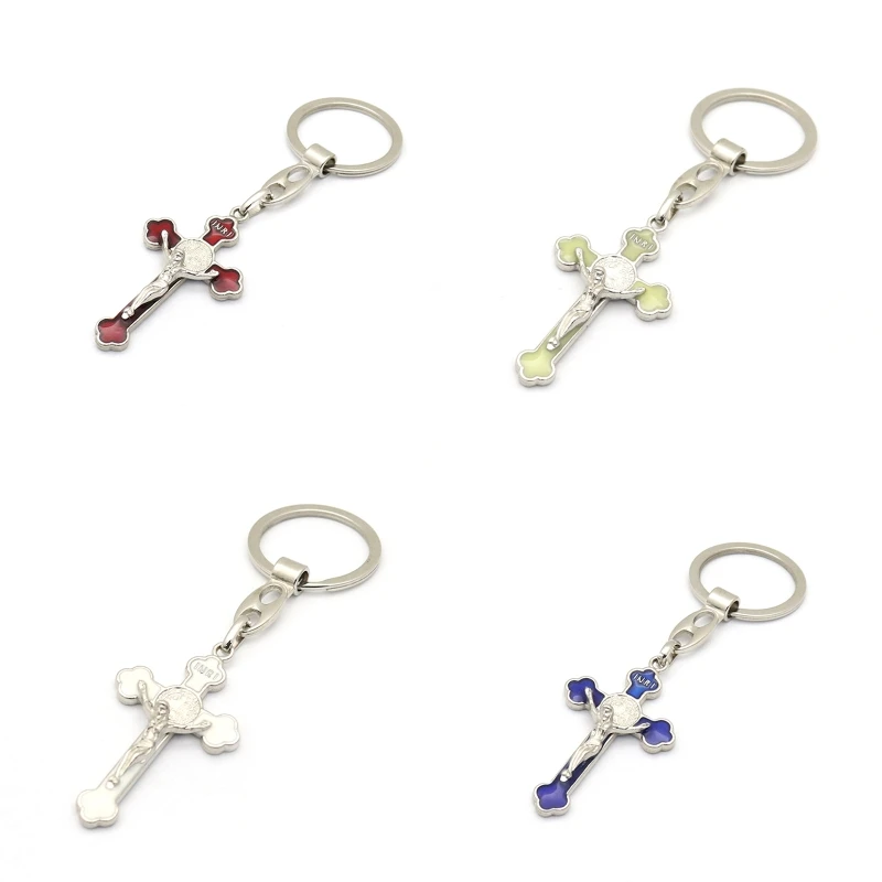 

K92A Christian Jesus Keychain Cross Key Ring Crucifix Jesus Keychain Religious Gift