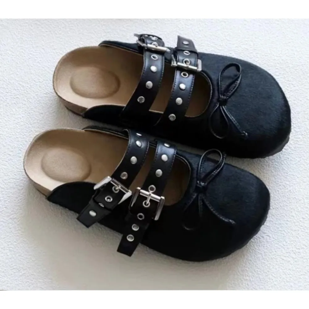 Zapatillas de suela gruesa Baotou para mujer huecas con hebilla informales Damodas resistentes al desgaste suave