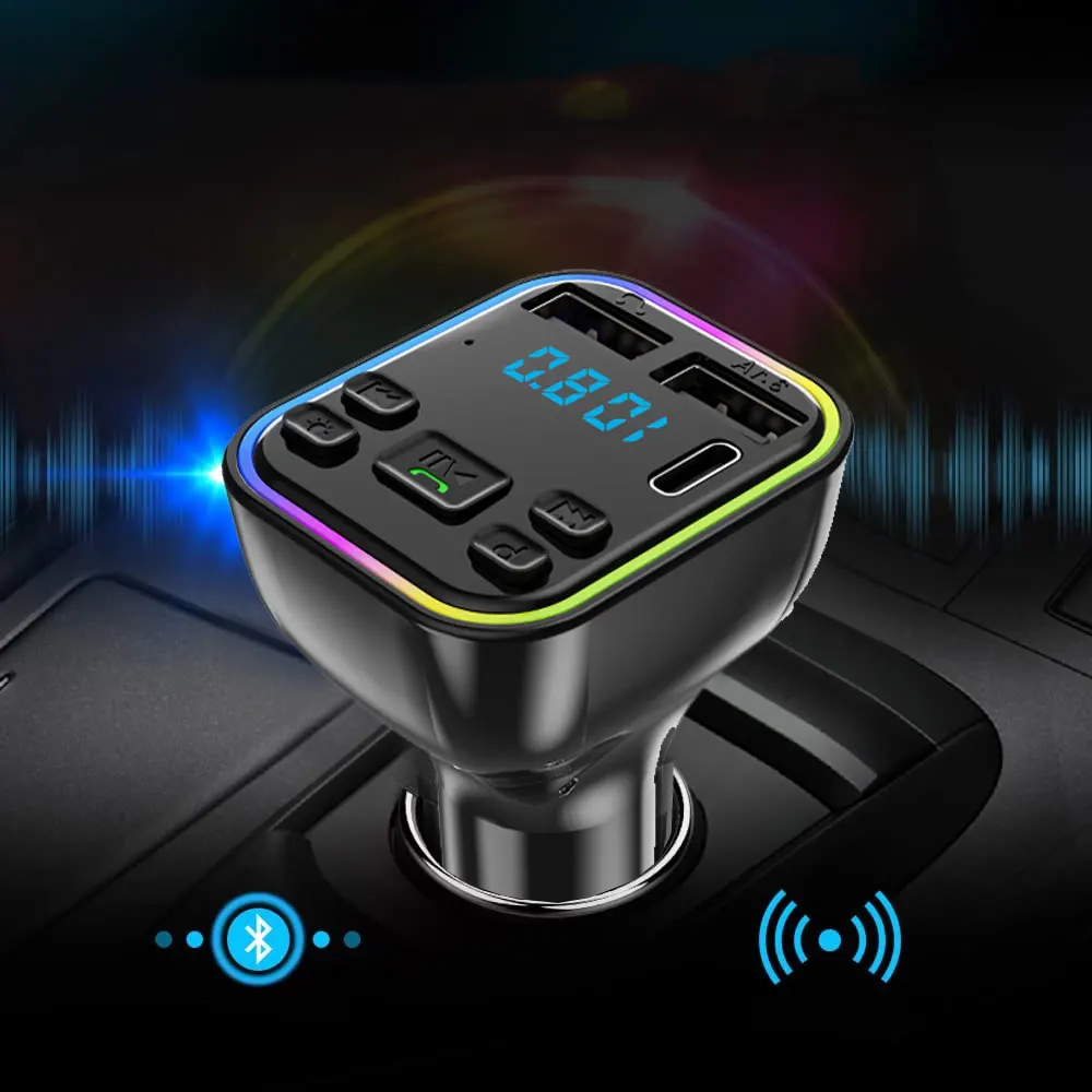 

USB Car Charge Surport Bluetooth 5.0 FM Transmitter 3.1A Fast Charger Car MP3 Player Handsfree Audio Receiver PD Charger