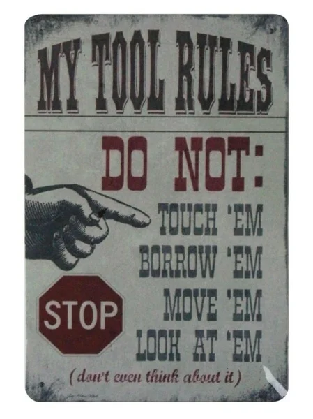 

Garage poster advertising wall decor My Tool Rules tin metal sign