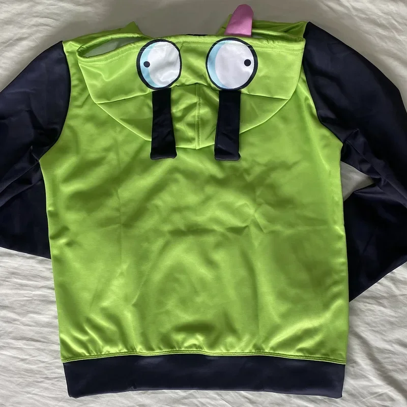 Аниме Invader Косплей Костюм Пальто Alien Zim Толстовки Куртка с капюшоном на молнии Пуловеры Кофты с ушками Хэллоуин M131 (art.: 3920cc172ca59) - 3920cc172ca59