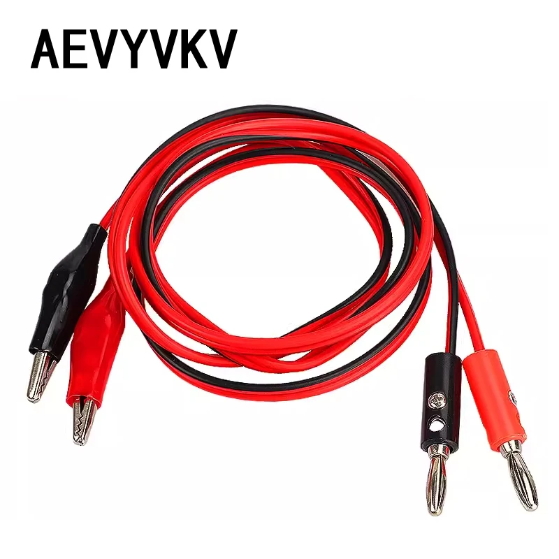 Тестовый кабель «крокодил»-«банан», черный, 1 метр