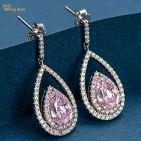 wong rain 925 sterling silver pear cut 710mm created moissanite gemstone dangle earrings for women fine jewelry studs wholesale