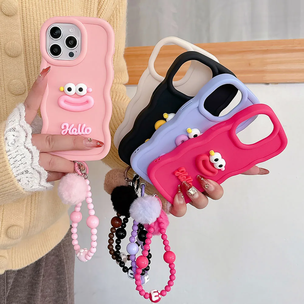 Cute Cartoon Wrist Chain Wave Case For OnePlus 13 12 11 12R 11R Nord 4 CE 3 2 2T CE4 CE3 CE2 Lite ACE3 N20 5G N20SE N300 N30