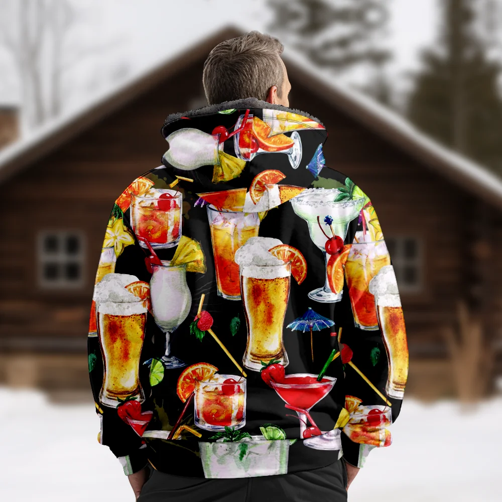 Мужские зимние куртки пальто повседневная хлопковая одежда с фруктовым узором