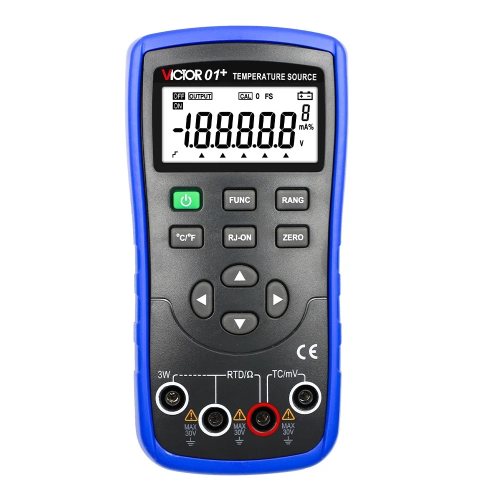

VICTOR 01+ 0.05% 5-digit display 8 thermocouple temperature sources Multifunctional process calibrator