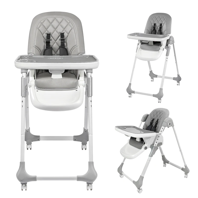 Baby High Chair Adjustable Baby Eating Chair Oneclick Folding Child Feeding Chair Food Grade Baby Dining Highchair Dustproof