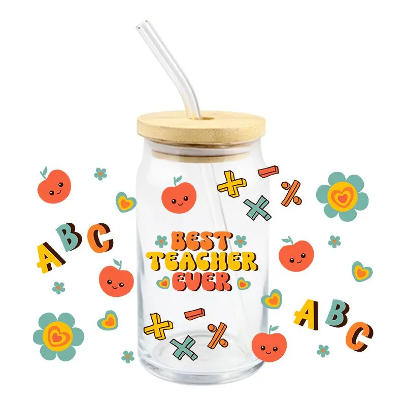 Учителя' Day UV DTF Wrap Transfer Stickers Ручка Apple Design Водонепроницаемая пленка для очков