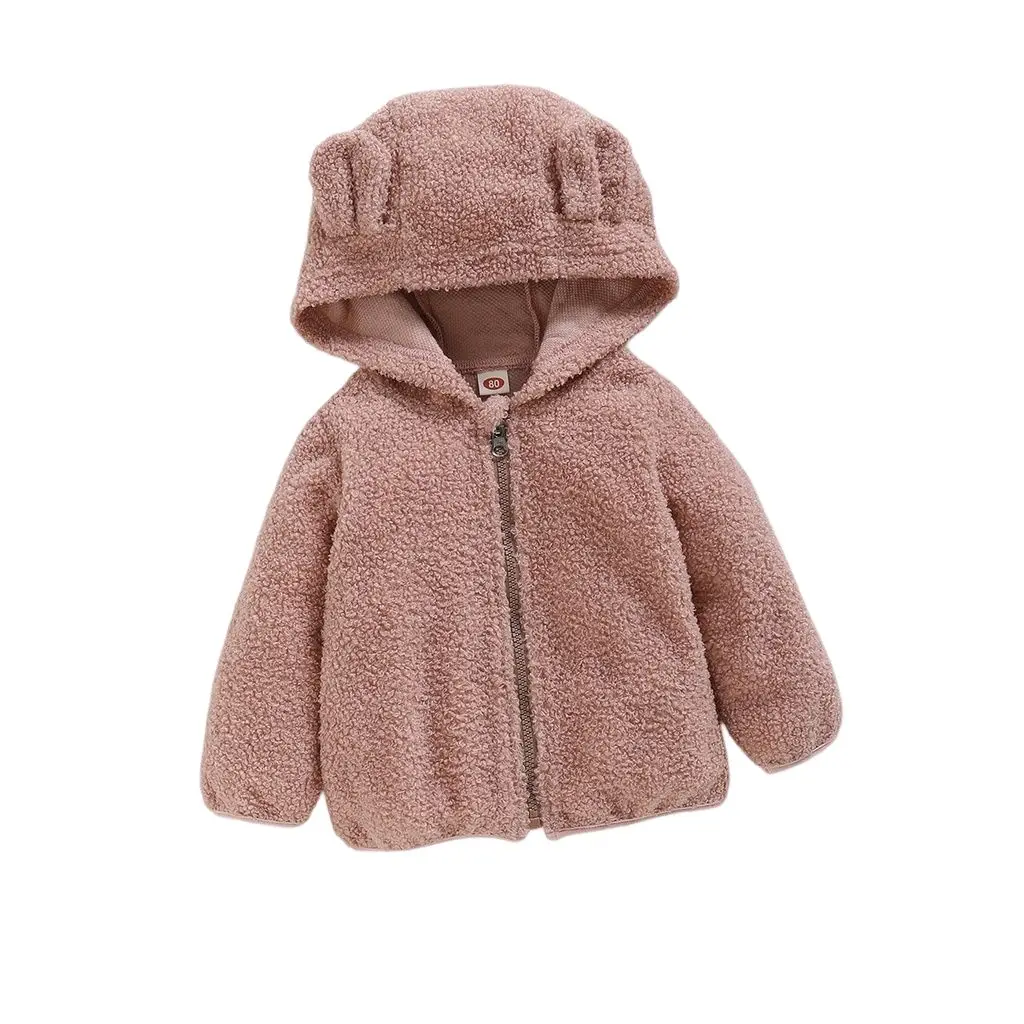Newborn Baby Girls Adorable Animals Ears Design Hooded Fleece Coat Winter Long Sleeves Cardigan Warm Outwear Clothes