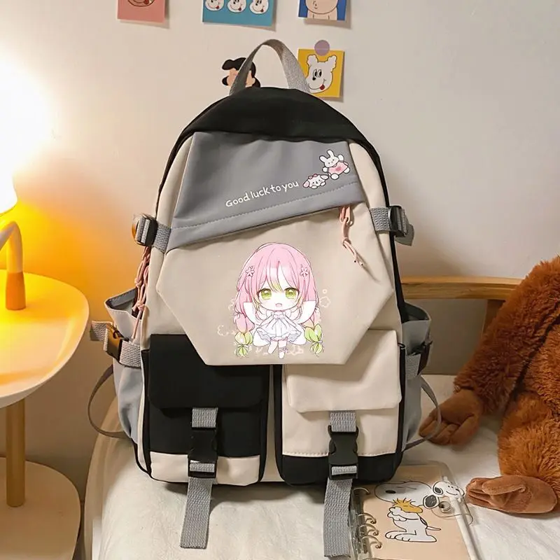 Рюкзак с цветными блоками Demon Slayer Kanroji Mitsuri школьный рюкзак для подростков модные